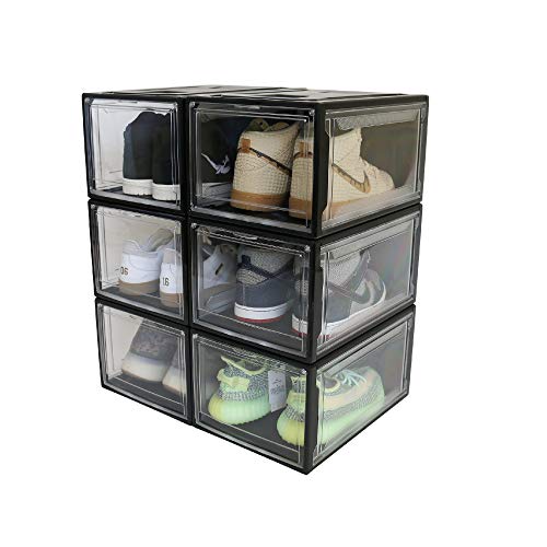 TK Drop Front Shoe Box 6PACK Shoe Boxes Clear Plastic Stackable