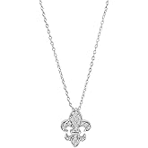 BERRICLE Sterling Silver Fleur De Lis Pendant Necklace for Women, Cubic Zirconia CZ