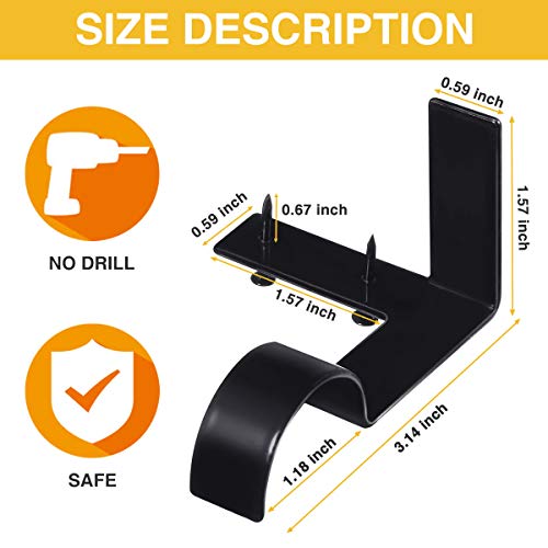 image for LIUMY Single Curtain Rod Brackets - Black, 2 pair 4 PCS Curtain Rod Ho