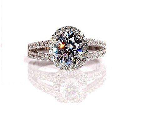 2.00 carat VVS1 NSCD Round Diamond Enagagement Ring in 18k Gold over silver OR 10k Solid Gold