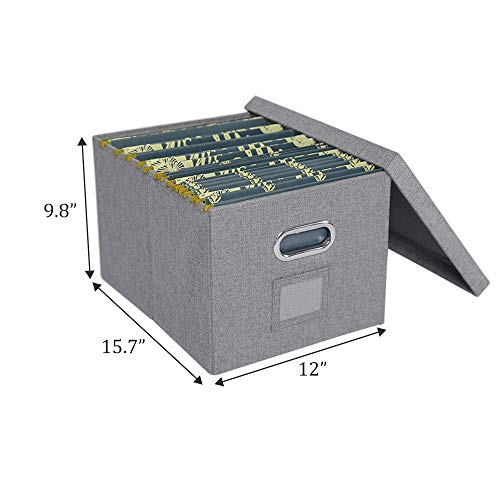 ATBAY File Storage Box with lids Large Capacity Office File Organizer for Letter Size File Folder, Gray(2PACK) - Thumbnail 3