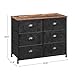 SONGMICS Fabric Drawer Dresser, Wide Storage Dresser with 6 Drawers, Industrial Closet Storage Drawers, with Metal Frame, Wooden Top, for Closet, Hallway, Nursery, Rustic Brown and Black ULVT23H