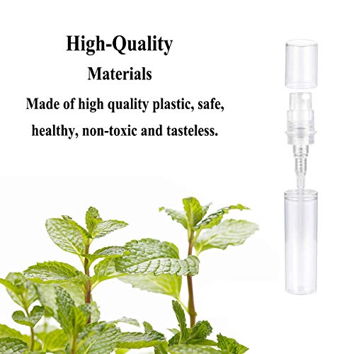 Csdtylh Mini Clear Plastic Spray Bottle Portable Cute Perfume Mouthwash Atomizer for Cleaning, Travel, Essential Oils, Perfume (60, 2ml)