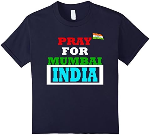 Kids Pray For Mumbai India With India Flag In Heart-India T Shirt 12 Navy