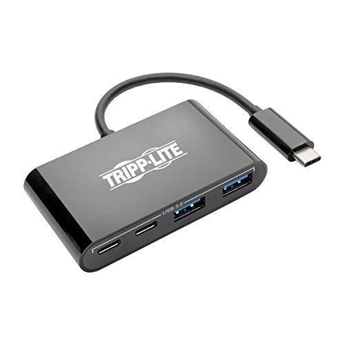 Tripp Lite USB C Hub Adapter Converter Portable w 2x USB Type C & 2x USB-A Thunderbolt 3 USB-C Black (U460-004-2A2CB)