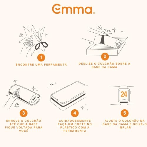 Colchão Queen Emma Original 25 cm - 158x198 cm, Espuma Viscoelástica 3 Camadas, Conforto Superior, Suporte para Coluna, Alta Respirabilidade, Capa Lavável, 10 Anos de Garantia, 100 Noites de Teste