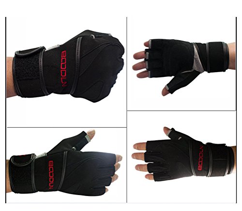 Half Finger Weight Lifting Gloves with Wrist Wraps Support Training,Fitness,Exercise ,for Men and Women