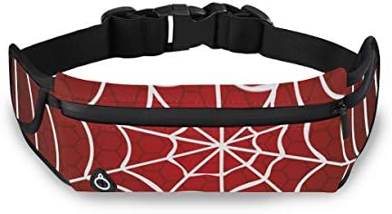 ウエストポーチ 網柄 クモ 糸 赤と白 連結 六角形 オーバーのアイテム取扱 メンズ レディース 人気 運動 ジョギング ランキング ランニングポーチ 収納 おしゃれ 流行り 安い かわいい スポーツポーチ