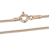 Amberta 14K Rose Gold Plated on 925 Sterling Silver 1.3 mm Curb Chain Necklace 16