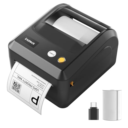 Inateck Wireless Thermal Label Printer with Transparent Paper Compartment (4x6), Compatible with iPhone, Android, iPad, Windows, macOS, Chrome and USPS, Black