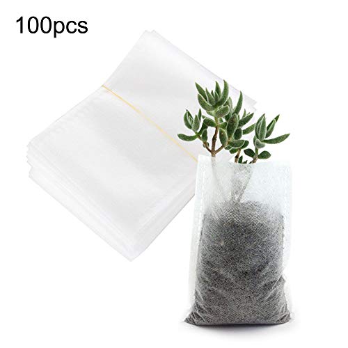 PinnacleT1 Non-Woven Grow Bags, 100 Pcs Seedlings Starter Bags Biodegradable Garden Plant Pots Planters Planting Transplant Grow Pouch Nursing Growing Pouch Home Garden Supply