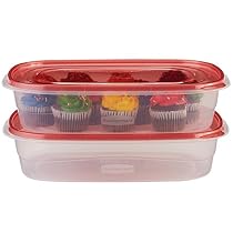 Rubbermaid TakeAlongs Food Storage Container, Large Rectangles, 1 Gal, 2 Pack, Red