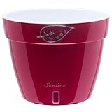 Santino Self Watering Planter Asti 7.1 Inch Red-Pearl/White, Modern Flower Pot with Water Level Indicator for All House Plants, Flowers, Herbs