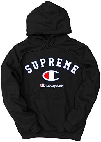 Champion Supreme White Logo Pullover Hoodie, Small Black
