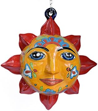 Sun Ceramic Talavera Two Face Hanging Ceiling Patio Decoration Home Kitchen Patio Garden Decor