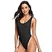 Dixperfect 90s Trend One Piece Swimsuit Low Cut Sides Wide Straps High Legs for Women Black