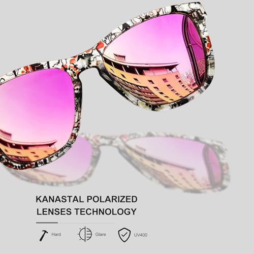 KANASTAL Women's Men's Polarized Sunglasses UV400 Protection Square Retro Classic Vintage Sunglasses for Beach Travel Fishing