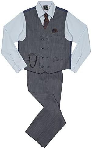 Steve Harvey Big Boys' Four Piece Vest Set, Navy Denim, 12
