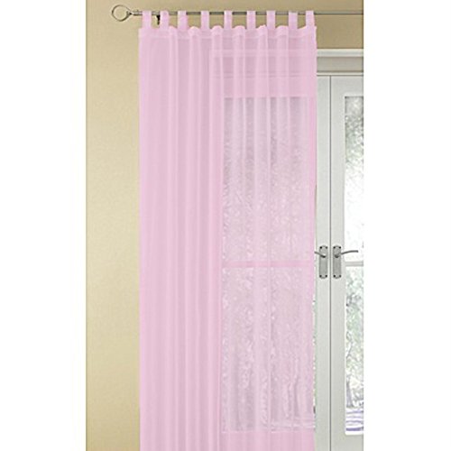 Luxury Pair Top Tab Pink Sheer Voile Net Curtains 60 X 90 Inches