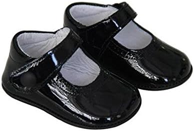 Childrenchic My First Mary Janes - Leather Baby Shoes, Black Patent, 3 M US Infant
