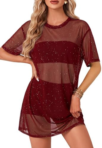 Testudineus Women Sexy Beach Cover Ups See Through Sheer Mesh