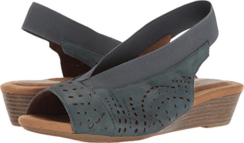 Rockport Womens Cobb Hill Judson Peep Slingback Blue Nubuck Us
