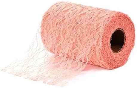 Vintage Lace Roll Table Runner Table Centerpieces Chair Sash Lace Bow Tutu Material For Wedding Festival Event Chair Table Decorations 6Inch 25Yard (NA03 Pink)