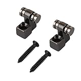 RuiLing 1 Pair Black Electric Guitar Roller String Tree Retainer,Bass String Guides with Screws Electric Guitar Accessories