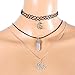 MJartoria Rhinestone Moon Star Sun Chakra Charm Pendant 3 Layer Elastic PU Choker Necklace Set