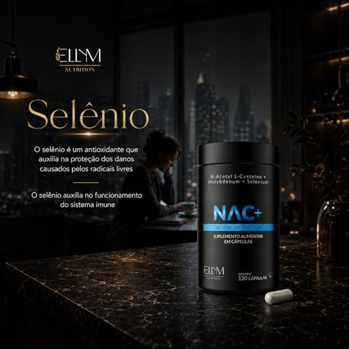 NAC N-Acetil L-Cisteína 600mg + Selênio + Molibdênio 360 Cápsulas Ellym Nutrition Alta Concentração
