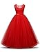 TTYAOVO Girls Pageant Ball Gowns Kids Chiffon Embroidered Wedding Party Dress Size 11-12 Years Red