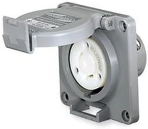 Hubbell Wiring Systems HBL2811SW Twist-Lock Watertight Safety Shroud Male Plug, 30 amp, 3-Phase Y 120/208VAC, 4-Pole, 5-Wire Grounding, L21-30P, Black/White