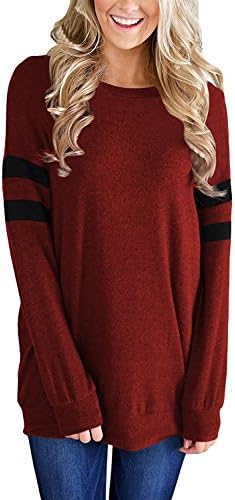 Tianlou Womens Lightweight Color Block Long Sleeve Sweatshirt Tunic Tops