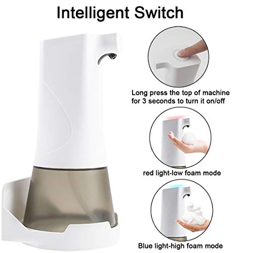POLARPRA 12 oz Touchless Foaming Dispenser Rechargable Auto Soap Dispenser Stand or Wall Mounted for Toilet/Kitchen/Countertop/Bathroom