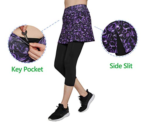Slimour Women Capri Leggings With Skirt Attached Capri Pants Skirted Leggings Workout Rose Xl Pricepulse