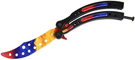 SparkLia Butterfly Training Knife,CS GO Counter Strike claw Karambit Knife practice folding Knife dull blade no edge tool - no Offensive Blade