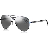 BOLON Lightweight Metal Classic Aviator Polarized Sunglasses for Men Women 59mm, Exclusive Eyewear Brand of EssilorLuxottica