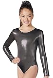 Balera Leotard Girls One Piece For Gymnastics With Metallic And Long Sleeves For Practice And Competition