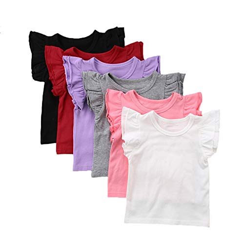 Infant Toddler Baby Girl Top Basic Plain Ruffle T-Shirt Blouse Casual Clothes (0-6 Months, Pink)