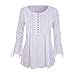 iLH&reg; Clearance Blouse,ZYooh Autumn Women V-Neck Lace Stitching 3/4 Flare Sleeve Buttons Tunic Tops Daily Wear (White, M) primary