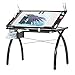 SD STUDIO DESIGNS Futura Crafting, Drafting, Drawing Table with Adjustable Top, Black and Clear Glass,43.25