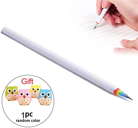 Switty 1PC Personalized Pencil Cute Wooden 2B Pencil Lovely Rainbow Pencil Back To School Supplies Novelty Office Stationery With Cartoon Animal Sharpener For Free(White Pencil)