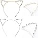 Buytra Women's Girls Rhinestone Crystal Cat Kitty Ears Headband for Party Masquerade Fancy Dress Costume, Gold, Silver, Pack of 2