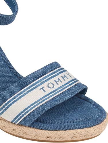 Damen Wedge Sandalen High Webbing aus Canvas, Blau (Denim), 39