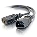 C2G Legrand C12 IEC to C14 IEC Power Cord, 18 AWG Power Cord, Black Long Extension Cord, 10 Foot Power Cord Replacement, 1 Count, C2G 03143