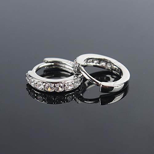 925 Sterling Silver Small Hoop Earrings Cubic Zirconia cartilage, Cubic Zirconia Cuff Earrings Huggie Stud, Gold Plated Huggie Earrings for Women Hypoallergenic (Simple-Silver)