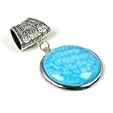 Peacock Blue Round Resin Classic Antique Scarf Pendant for Diy, Pt-557