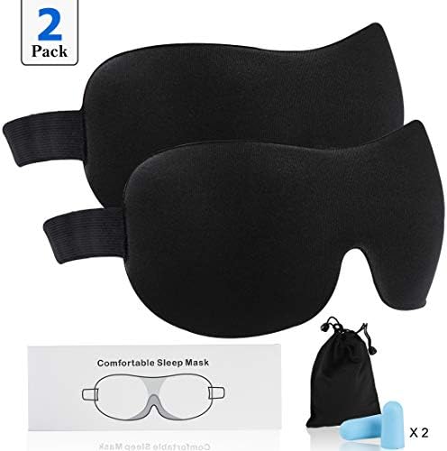 Fasoar 3D Sleep Mask, Eye Mask for Sleeping - Contoured Eyemask for Airplane with EarPlugs & Travel Pouch - Best Night Blindfold Eyeshade for Men Women Kids 1,2 Pack