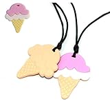 Sensory Chew Necklace for Boys & Girls - Chewlery for Autism ADHD - Oral Motor Chewing Biting Teething Needs Chewlery (Ice Cream - 2pcs)