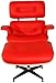 Eames Style Lounge Chair & Ottoman Reproduction Replica Premium Italian Leather Red/Walnut